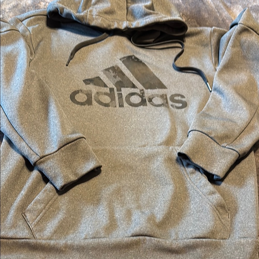Adidas Heather Gray Pullover Hoodie with front pocket